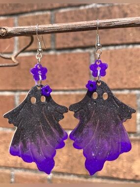 Black and Purple Ghost Earrings